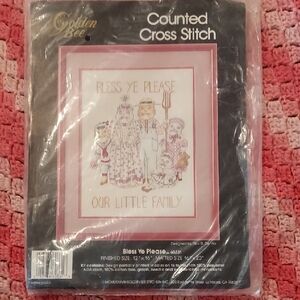 Golden Bee Counted Cross Stitch Kit - Our Little Family - Black and Pink